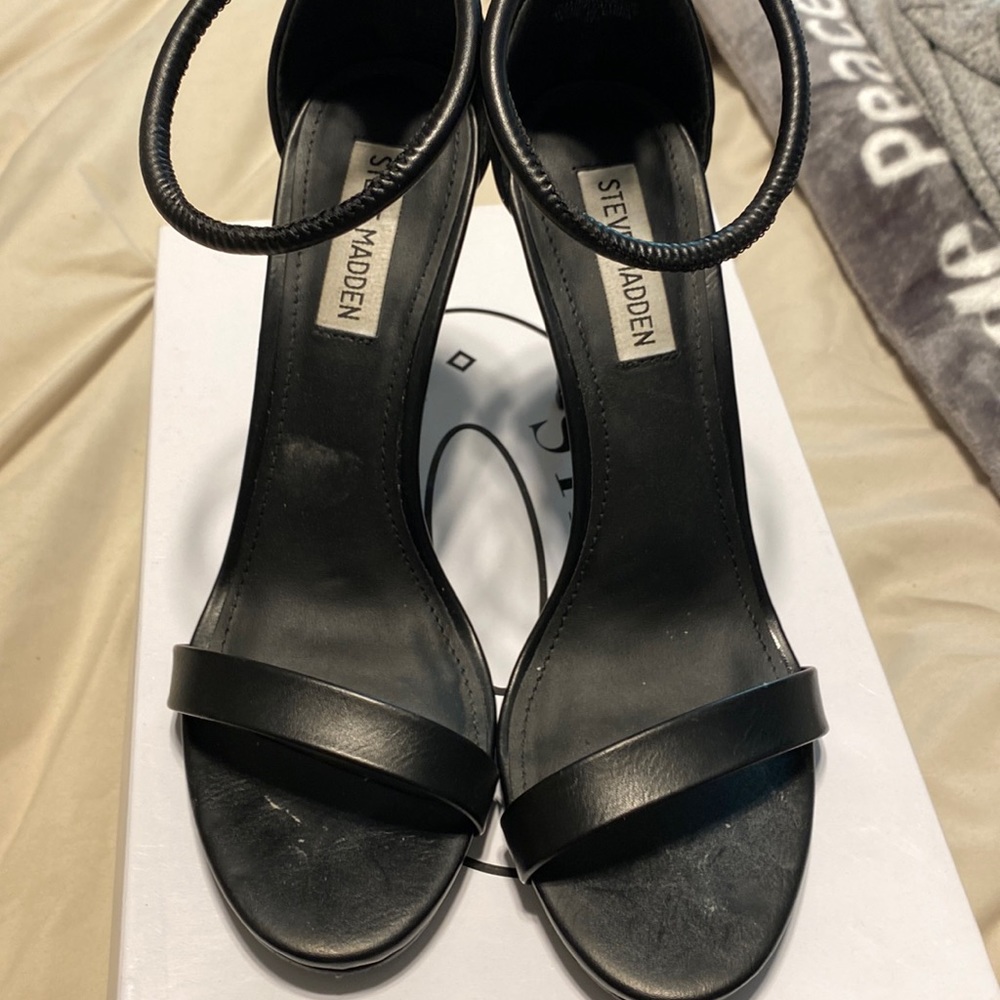 Black Leather ankle strap Sandals